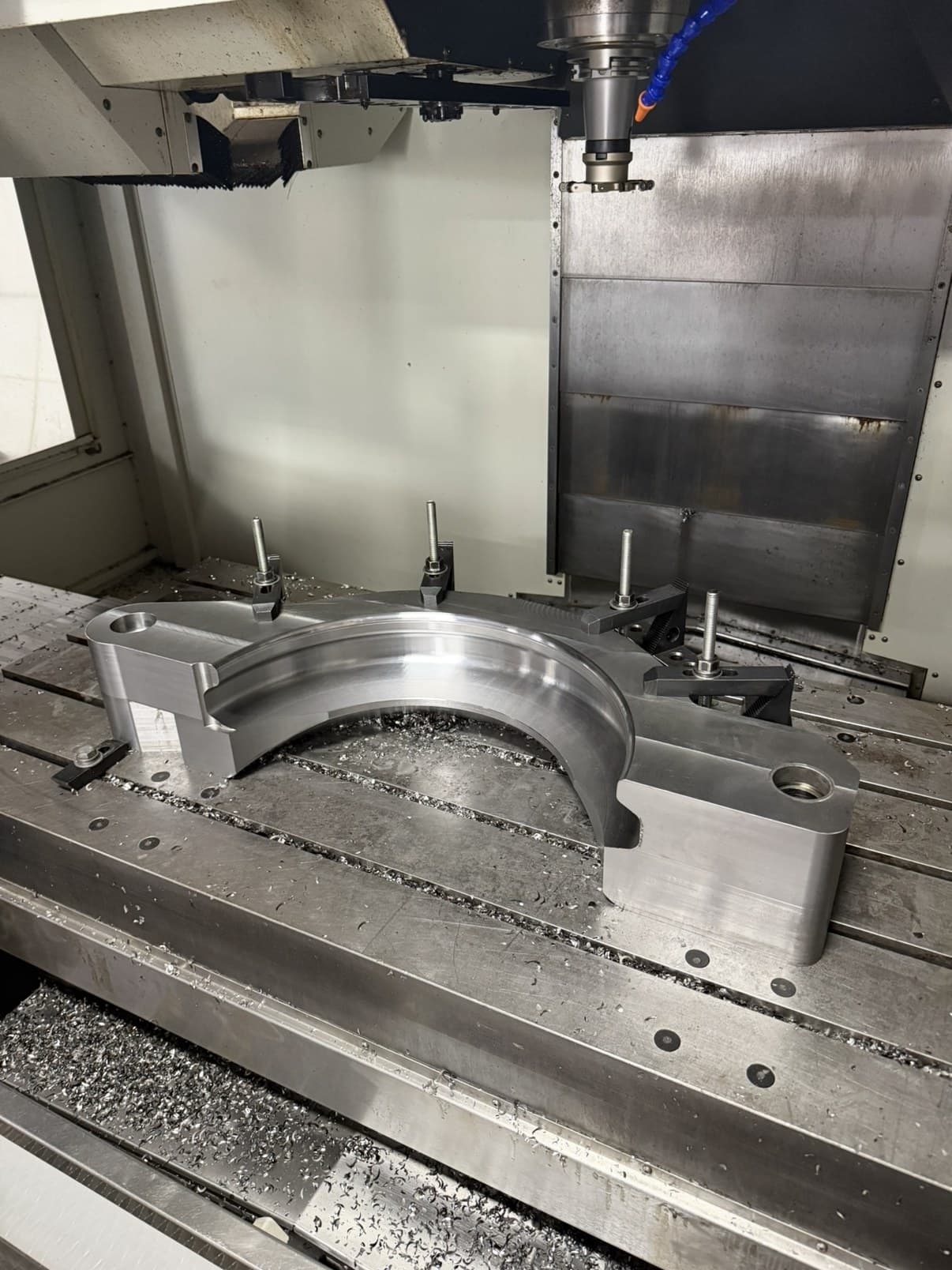 The same precision jaw machined in-house on the CNC vertical machining center